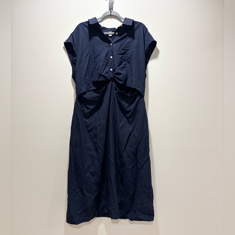 OLD NAVY • Women’s Navy Blue Cutout Midi Shirt Dress Size XXL